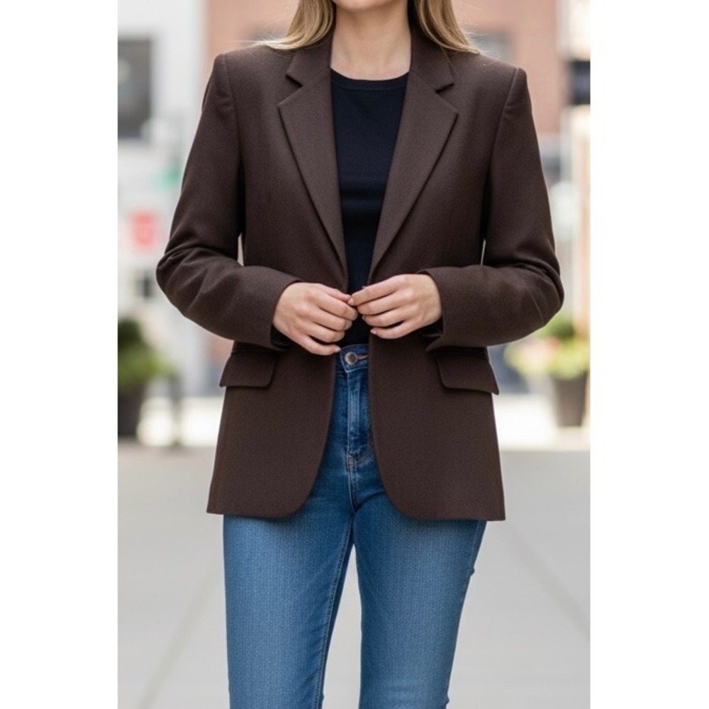 Sag Harbor Wool Blazer‎ Brown Professional Dark Academia Size 18 Career New
